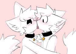 blushing boykisser collar fur furry gay kissing pink_background skipper_kat white_fur