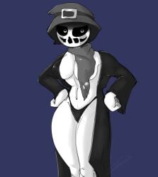 big_breasts big_thighs creepy_face creepy_smile evadare incredibox_mod jachy jacko_(incredibox) male_to_female nightmare_(incredibox) pale_skin rule_63 thong