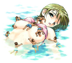 6+boys between_breasts bikini bikini_lift breast_sucking breasts female giantess green_hair macro_female micro_in_cleavage micro_male micro_on_breasts micro_on_macro micro_on_nipple multiple_boys nipples on_back one_eye_closed person_between_breasts pink_bikini pink_swimsuit size_difference swimsuit swimsuit_lift tagme teston uncensored water wet