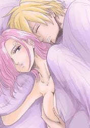 artist_request boob_grab brother_and_sister female groping groping_from_behind in_bed incest male one_piece sleeping vinsmoke_reiju vinsmoke_sanji