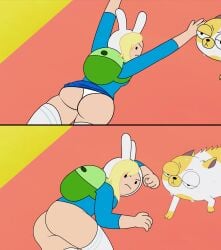 1girls accurate_art_style adventure_time adventure_time:_fionna_&_cake backpack bag big_ass blonde_hair cake_the_cat clothing edit female fionna_the_human_girl human pale_skin phil_el_mago philelmago thick_thighs thighs wardrobe_malfunction