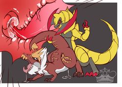 cum cum_in_pussy cum_inside drooling female haxorus male nintendo pokemon saliva straight tyrantrum video_games whimsydreams