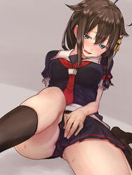 baffu kantai_collection masturbation panties seifuku shigure_(kantai_collection)