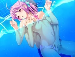 bikini breast_grab breasts female fingering fingering_partner game_cg hinata_hanabi koutaro male nipples possible_duplicate swimsuit tropical_kiss twinkle wet