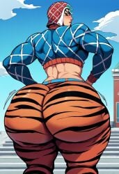 ai_generated ambush_(trap) ass big_ass big_butt blackwhiplash_(style) blush blushing civitai crop_top femboy gay girly guido_mista huge_ass huge_butt hyper hyper_ass hyper_butt jiggle jiggling_ass jojo's_bizarre_adventure looking_at_viewer looking_back midriff motion_lines muscular muscular_male pulling_clothing sweater thick_thighs tight_clothing tight_fit trap turtleneck twinksupremacy vento_aureo wide_hips yaoi