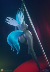 3d_(artwork) anthro arthropod ass big_breasts breasts changeling curvy_figure dancing digital_media_(artwork) eqamrd equid equine feet female friendship_is_magic hasbro hi_res horse hourglass_figure humanoid_feet mammal my_little_pony plantigrade pole pole_dancing queen_chrysalis_(mlp) side_boob solo stripper_pole text toes url wide_hips wings