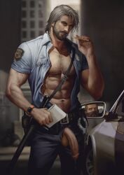 aenaluck cock_out daddy large_penis muscular muscular_male police_uniform