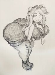 ass big_ass big_breasts bubble_butt busty drawing marina_(splatoon)