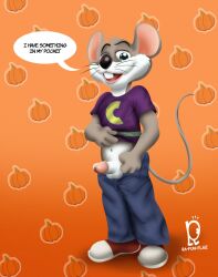 1boy 2022 2d 2d_(artwork) 2d_artwork balls ballsack big_head boner buckteeth chuck_e_cheese chuck_e_cheese_(franchise) clothed clothing digital_art digital_drawing_(artwork) digital_media_(artwork) erect_penis erection fuzzycat halloween jeans jeans_down lifting_shirt male male_only mascot mouse mouse_tail murid non-human non-human_only pants pants_down pants_pull pants_pulled_down penis penis_out pulling_down_pants pumpkin rodent sneakers solo tail thick_penis toony