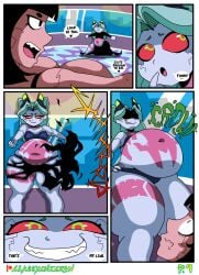 big_breasts classychicken34 comic comic_page cyberpunk_2077 female_pred huge_ass rebecca_(edgerunners) voluptuous voluptuous_female vore