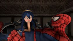 3d blue_hair cowman crossover eastern_and_western_character female fire_emblem fire_emblem_awakening garry's_mod human lucina_(fire_emblem) male marvel peter_parker spider-man spider-man_(series) straight straight_hair