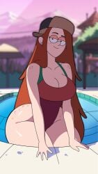 1girls ass ass ass_focus big_ass big_breasts big_thighs breasts bubble_butt curvy curvy_body curvy_female earrings freckles freckles_on_ass gigantic_ass gravity_falls hat huge_ass huge_breasts huge_thighs long_hair massive_butt orange_hair pool poolside seductive seductive_look shiny_skin smile smiling smiling_at_viewer teasing thick_ass thick_thighs wendy_corduroy whimsy_(artist)