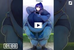 bbw fat kuroagumochi ssbbw yuuka_(blue_archive)