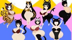 7girls ai_generated alternate_ass_size alternate_body_type anonymous_character big_ass bottom_heavy bunanza_ butterfly_print caked_up cat_tail catgirl character_design cheetah_print chibi child_bearing_hips collage dat_ass fat_ass gigantic_breasts group hourglass_expansion huge_ass hyper_ass massive_ass multiple_females multiple_girls original_character pantyhose plump_ass shark_tail shortstack simple tagme thick_thighs tiger_print wide_hips widescreen wolf_girl