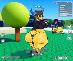 2d 2d_(artwork) 2d_artwork 3d_background big_ass dmn_bitch_you_walk_with_that_fatass? game_ui lofasnofa name_tag roblox robloxian tagme yellow_body