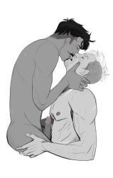 2boys abs ass ass_grab bara beard_stubble beauty_mark biceps black_and_white blush blush closed_eyes cum dark-skinned_male dark_hair dark_skin dorian_pavus dragon_age dragon_age_inquisition duo erection facial_hair freckles gay gay_male gay_sex human human_only kissing kissing light-skinned_male light_hair light_skin mage male male/male male_only mole monochrome moustache moustache muscles muscular muscular_male naked naked_male nipples nude nude_male original_character pecs penis sex stubble tagme_(artist) unknown_artist video_games yaoi