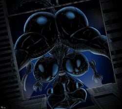 alien alien_(franchise) alien_girl ameizing_lewds female huge_areola huge_areolae huge_ass huge_breasts huge_butt looking_at_viewer looking_down pov pussy solo xenomorph xenomorph_queen