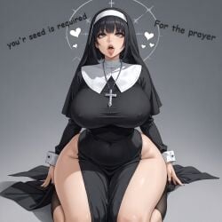 ahe_gao ai_generated big_ass big_breasts black_hair chat nun wide_hips