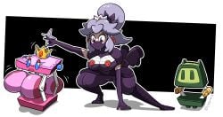 animate_inanimate black_eyes blue_eyes chabble inanimate inanimate_transformation lavender_hair little_guy mario_(series) ninja ninji_(mario) noun_swap princess_peach shuriken super_mario_bros. swapping trampoline transformation