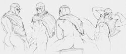 1boy backsack big_ass big_penis cape deimos_(rainbow_six) male_only masked masked_male mature_male multiple_views nude nude_male rainbow_six rainbow_six_siege solo solo_male triage_trooper villain