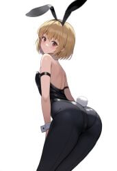 1boy ai_generated ass_focus bunny_ears bunnysuit femboy hunter_x_hunter kurapika tight_clothing white_background