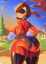 1girls big_ass big_butt brown_hair bubble_ass bubble_butt disney elastigirl female female_focus female_only fortnite fortnite:_battle_royale helen_parr large_ass large_butt latex pankekes short_hair the_incredibles