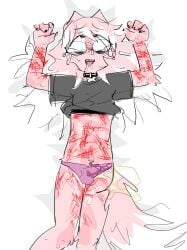 blood canine dickgirl dog_ears fluffingawesome masochism oc original_character peeing puppygirl puppyplay scars self_harm self_harm_scars solo solo_focus urine