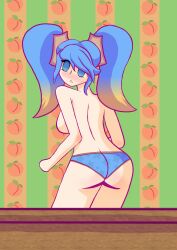 ass big_ass blue_eyes blue_hair breasts league_of_legends league_of_legends:_wild_rift open_mouth panties panties_only shy sona_buvelle