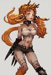 ai_generated anthro darkest_dungeon fur medium_breasts orange_hair prosthetic tail the_fawn wartorn32