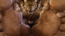 2024 animal_head barely_visible_genitalia bodily_fluids briefs briefs_only bulge clothed clothing extreme_size_difference feet felid fingers_between_toes foot_fetish foot_focus foot_grab for_a_head genitals group hi_res humanoid king_(tekken) male male_only mammal muscular muscular_humanoid muscular_male nude oddeyresproductions pantherine size_difference stepped_on stuck_to_foot sweat sweaty_feet tekken topless underwear underwear_only wrestler wrestling_briefs