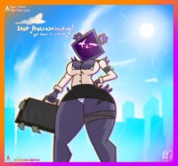 2d 2d_(artwork) agonywelds ass blurry_background breasts breasts business_suit business_woman cleavage femdom fortnite fortnite:_battle_royale furry glowing glowing_eyes lens_flare looking_at_viewer looking_down meme panties pussy raven_team_leader raven_team_leader_(fortnite) skirt striped_panties taller_girl text thick_ass thick_thighs thighs upskirt