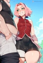 ai_generated cameltoe cheating sakura_haruno teenager ugly_bastard ugly_man whore