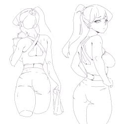 back breasts butt female female_only komi-san_wa_komyushou_desu komi_shouko long_hair ponytail suayber