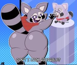 anthro ass hiroberserk huge_ass indigo_park plushie purple_eyes raccoon rambley_(indigo_park) rambley_raccoon tagme tail