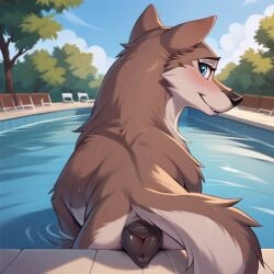 1girls ai_generated aleu anthro balto_(film) blush canine canine_pussy female female_only feral foxlover7796 furry looking_at_viewer pool presenting pussy solo universal_studios wet wolfdog