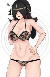 1girls black_hair breasts dermak earrings eyes_covered female female_only goth goth_girl gothalina hair_over_eyes hand_on_hip lingerie lingerie_panties mario_(series) princess_rosalina pussy slim_waist solo super_mario_galaxy thighs underwear vagina