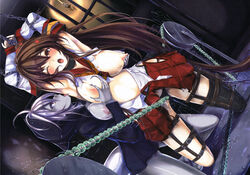 bead_sex_machine bondage breast_grab breasts dungeon kantai_collection monikano nipples no_bra open_clothes open_shirt panties prison pussy_juice re-class_battleship shinkaisei-kan shirt thighhighs torn_clothes yamato_(kantai_collection)