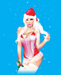 ass breasts christmas female light_skin outfit santa solo watermark