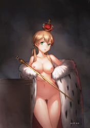 1girls ao_mei_douji areolae blonde_hair breasts crown female female_only green_eyes human kantai_collection navel nipples nude prinz_eugen_(kantai_collection) pussy qingmingtongzi solo standing thighs