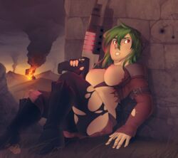 female green_hair sci-fi solo tagme v-i weapon xia