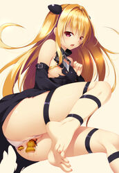 anal anus feet golden_darkness mogu nipple_slip no_bra panties pussy pussy_juice to_love-ru torn_clothes