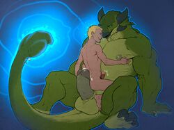 2boys ankylosaurus anthro balls ballsack beak beefy blonde_hair blue_eyes dark_penis dinosaur erection facial_hair foreskin foreskin_folds forge_(artist) gay gay_sex green_skin hooves horns human humanoid_penis hybrid_penis intact interspecies lean_muscle lizard male male/male male_nipples male_only masculine muscles muscular_male nude_male pecs penis retracted_foreskin scalie scrotum sheathed_humanoid_penis smooth_penis smooth_skinned_male soul_patch testicles thewielder uncut yaoi