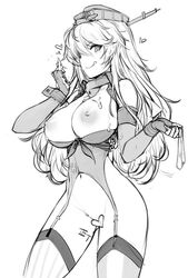 :p bare_shoulders body_writing breasts censored condom cum cum_on_body cum_on_breasts cum_on_upper_body female fingerless_gloves garter_straps gloves hair_between_eyes headgear heart iowa_(kantai_collection) kantai_collection large_breasts long_hair looking_at_viewer monochrome navel nipples no_panties simple_background snowball22 solo star star-shaped_pupils symbol-shaped_pupils tally thighhighs tongue tongue_out used_condom