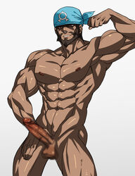 1boy abs archie_(pokemon) bara boner erection facial_hair looking_at_viewer male male_only muscles na_insoo nude pecs penis pokemon pokemon_oras rennik solo team_aqua testicles yaoi