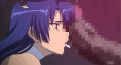 1boy 1girls animated blue_hair censored demon facejob fellatio female female_human forced licking lowres makai_kishi_ingrid male/female monster oral orc penis penis_on_face rape red_eyes saliva sex_slave tagme taimanin_(series) taimanin_murasaki tongue tongue_out yatsu_murasaki