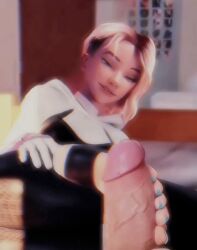 1boy 1girls 3d ai ai_assisted ai_generated animated animated_image barefoot bed bedroom boner edit edited erection feet feet_on_penis feet_together female foot_fetish foot_play footjob footjob_pov footjob_with_footwear footjob_with_legwear footwear gwen_stacy gwen_stacy_(spider-verse) half-closed_eyes laying laying_down laying_on_back laying_on_bed laying_on_side looking_at_genitalia looking_at_penis male marvel marvel_comics mask_removed painted_nails painted_toenails penis photoshop rubbing_dick rubbing_feet smile soles soles_female spider-gwen spider-man:_into_the_spider-verse spider-man_(series) stiffy straight wtfsths