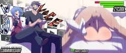 anal anal_sex blue_hair blue_hair_male commission dominant_male domination femboy forceful gay gay_anal gay_domination gay_male gay_sex health_bar instant_karma instant_loss male male_only original_character penetration socks video_games yaoi zukafu_shimoto zukafu_shimoto_(character)