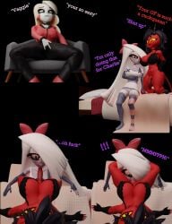 3d big_breasts blowjob blowjob_face boobs breasts charlie_morningstar charlie_morningstar_(hazbin_hotel) cuckquean curvaceous curvy curvy_figure female femdom futa_on_female futadom futanari hazbin_hotel helluva_boss heperson imp lingerie masturbation millie_(helluva_boss) shortstack skirt thick thick_ass thick_thighs thighhighs thighs vaggi_(hazbin_hotel) vaggie vaggie_(hazbin_hotel) voyeur voyeurism