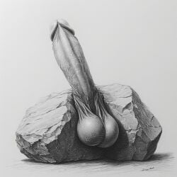 1boy ai_generated balls ballsack big_balls big_cock big_penis big_testicles black_and_white circumcised disembodied_penis erect_penis erected_penis erection faceless faceless_character faceless_male gray_background gray_balls gray_penis grey_background grey_balls grey_penis hear_me_out huge_balls huge_cock huge_penis huge_testicles human_genitalia human_genitals humanoid_genitalia humanoid_penis inanimate inanimate_object inanimate_object_w/_genitals juicy_cock male male_only monochrome no_human no_humans no_visible_face non-human non-human_only non_human object objectophilia objectum penis penis_focus penis_out retracted_foreskin rock rock_hard rock_hard_cock semi_realistic simple simple_background simple_coloring solo stone testicles unseen_face unseen_male_face veiny_penis white_background