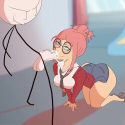1boy 1boy1girl 1girls all_fours animated ass ass_focus ass_up ass_view ass_visible ass_visible_through_clothes background big_ass big_butt blowjob clothed clothed_sex color commission continue_after_cum continue_thrust_after_cum cum cum_in_mouth don_pena emma_(x-venture) fellatio female glasses hairpin jean_shorts jeans jiggle jiggling_ass jiggling_breasts male mp4 not_henry pants penis pink_hair post-orgasm post-orgasm_fellatio post-orgasm_torture red_shirt sex shirt shorts slippers standing stickman tagme terran_defenders throat_fuck tie tied_hair video white_penis white_shirt x-venture